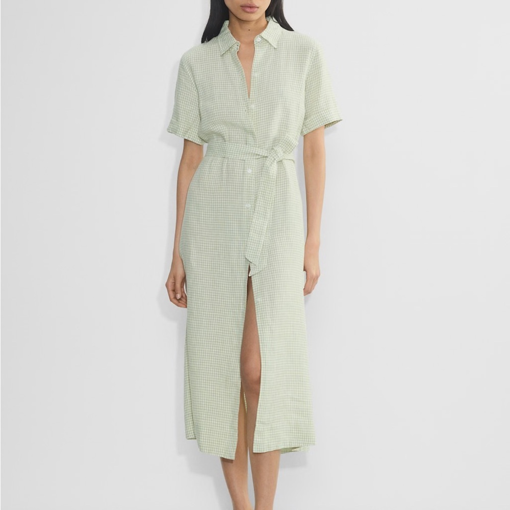 Aritzia Eleta Linen Maxi Dress XS NWT Green Gingham